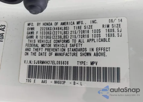 2014 Honda Cr-V Lx from USA, damaged, VIN 5J6RM4H37EL095836